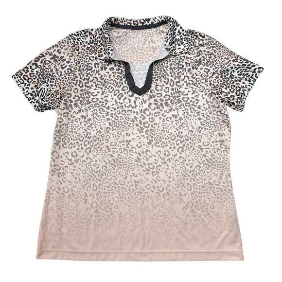 Kate‎ Lord Golf Top Size Large Pink Leopard Print Tennis Saddlebrook Resort Polo - Picture 1 of 11